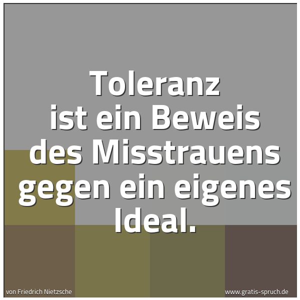 Spruchbild mit dem Text 'Toleranz ist ein Beweis des Misstrauens gegen ein eigenes Ideal. '