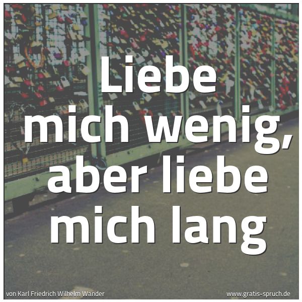 Spruchbild mit dem Text 'Liebe mich wenig, aber liebe mich lang'