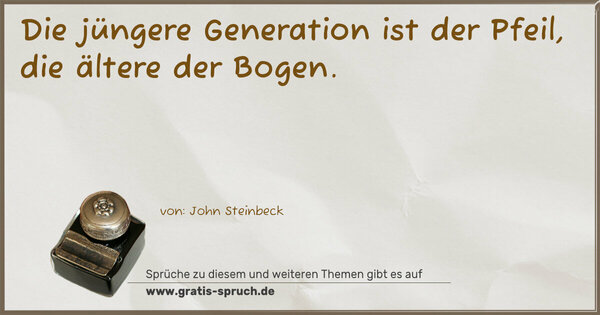 Spruch Visualisierung: Die jüngere Generation ist der Pfeil,
die ältere der Bogen.