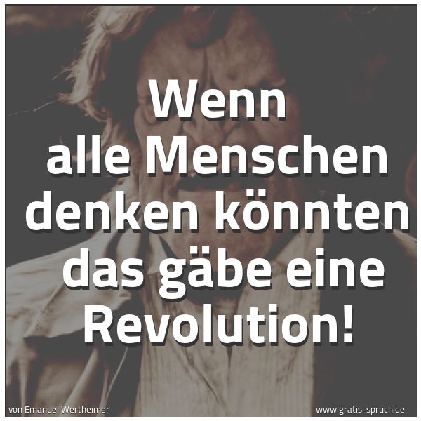 Spruchbild mit dem Text 'Wenn alle Menschen denken könnten 
das gäbe eine Revolution!'