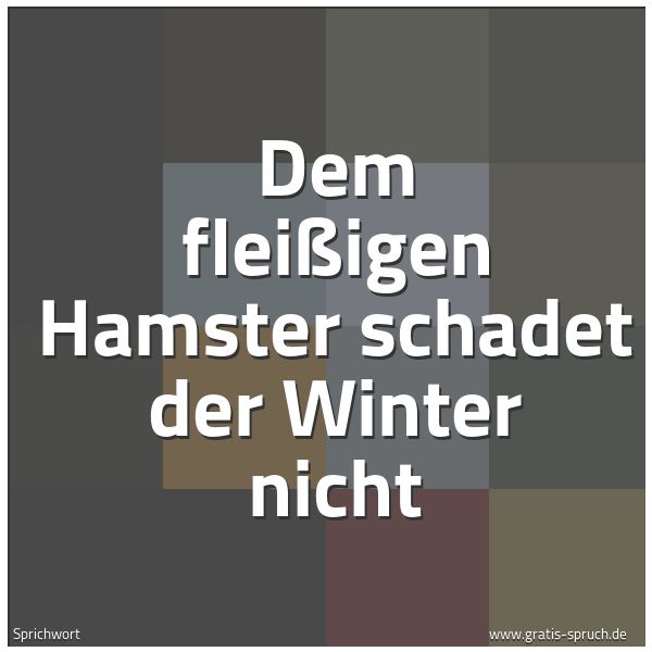 Spruchbild mit dem Text 'Dem fleißigen Hamster
schadet der Winter nicht'