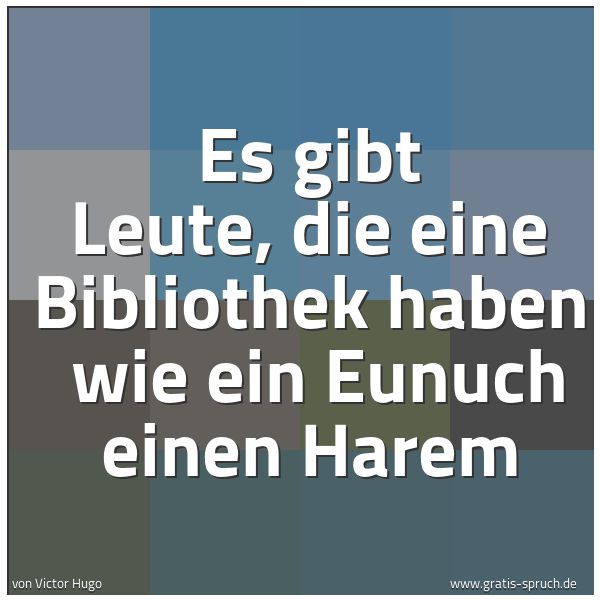 Spruchbild mit dem Text 'Es gibt Leute, die eine Bibliothek haben 
wie ein Eunuch einen Harem'