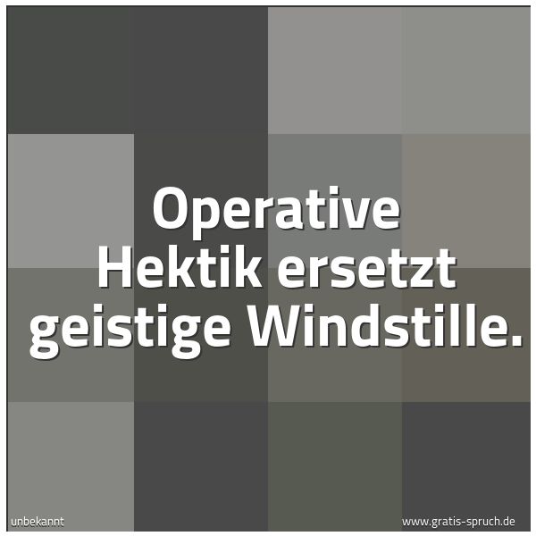 Spruchbild mit dem Text 'Operative Hektik ersetzt geistige Windstille. '