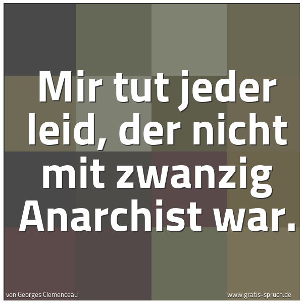 Spruchbild mit dem Text 'Mir tut jeder leid, der nicht mit zwanzig Anarchist war.'