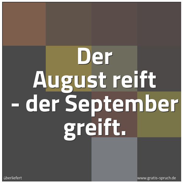 Spruchbild mit dem Text 'Der August reift - der September greift.'