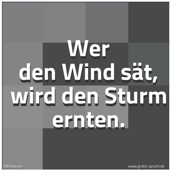 Spruchbild mit dem Text 'Wer den Wind sät, wird den Sturm ernten.'