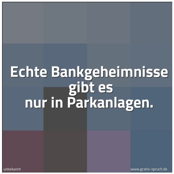 Spruchbild mit dem Text 'Echte Bankgeheimnisse gibt es nur in Parkanlagen. '